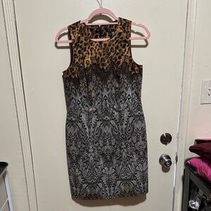 Ann Taylor Leopard and Gray Mini Dress